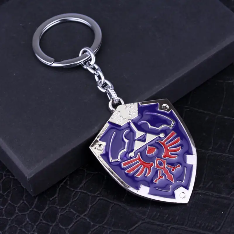 The Legend of Zelda Cosplay Keychain Metal Alloy Shield Enamel Car Key Ring Holder Accessories Props Gift
