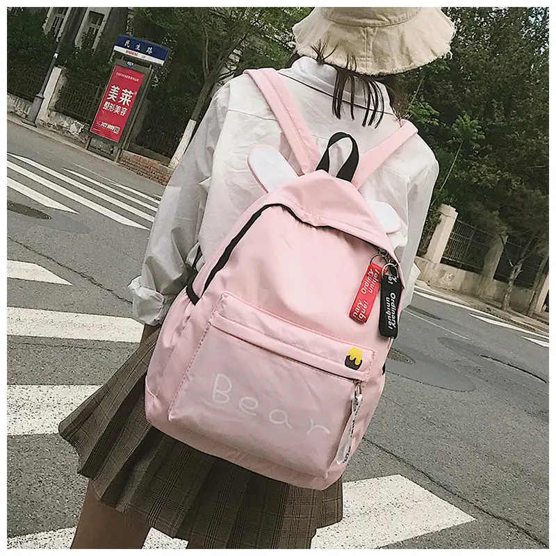 Luoqi Kawaii рюкзак женский школьные сумки для девочек подростков с милыми ушками Mochila