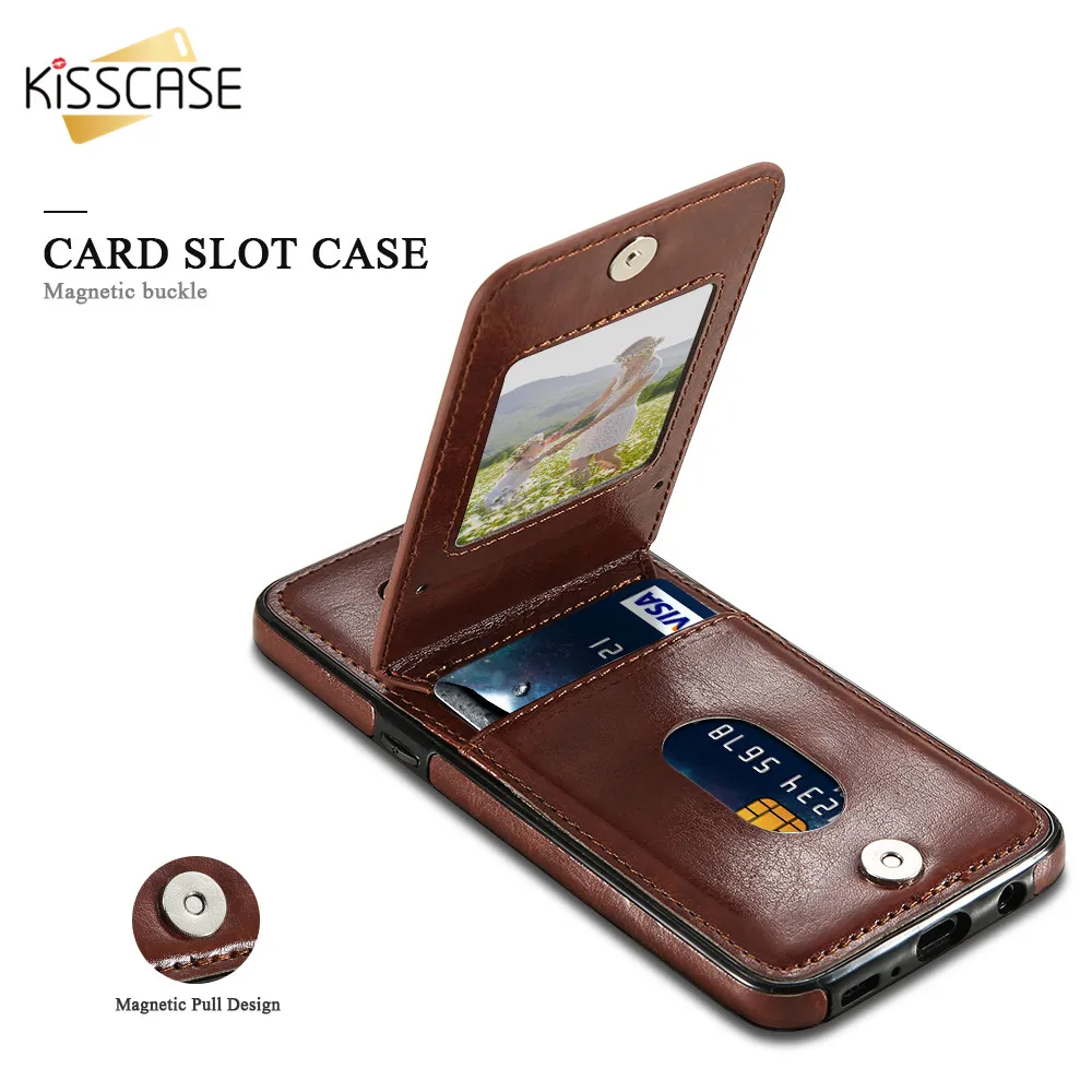 Кожаный чехол KISSCASE для Samsung Galaxy S10 E S9 S8 Plus с отделениями карт Note 10 9 S7 S6 edge|case for samsung