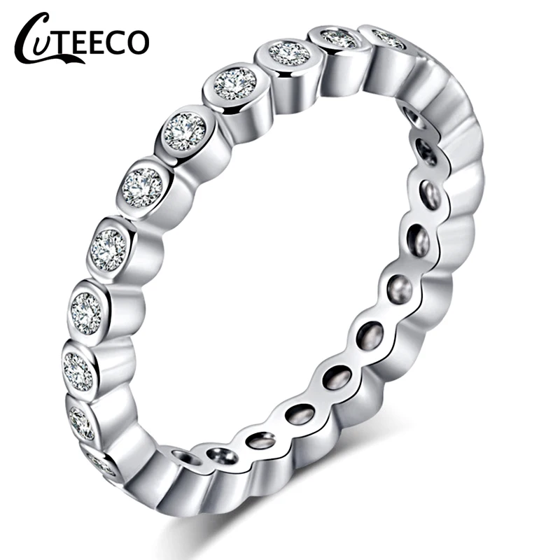 CUTEECO серебристый цвет прозрачный CZ обручальное кольцо для женщин подходит бренд кольца горячая Распродажа ювелирное обручальное кольцо дропшиппинг