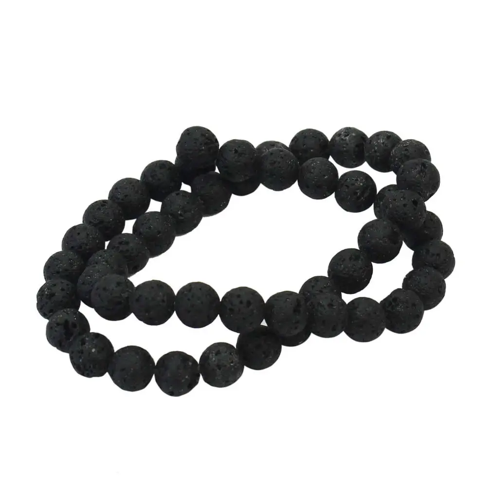 Мода натуральный черный лавы вулканические Бусины Круглый Loose Spacer нить для DIY