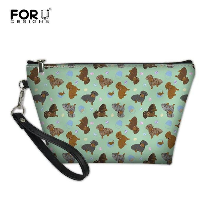 RH0317Z8 FORUDESIGNS Для женщин макияж мешок крошечный Жесткошерстный Такс кожи Косметические сумка-Органайзер для путешествий Профессиональный туалетные принадлежности, мытье чехол - Цвет: RH0317Z8
