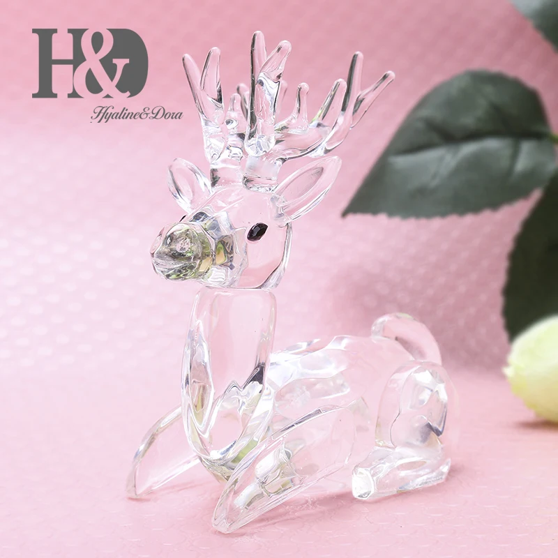 H& D Хрустальный олень, миниатюрные статуэтки, украшение для стола, Рождественский праздник, коллекционный декор, подарок на день рождения
