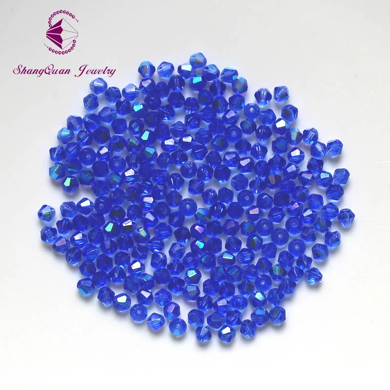 Бусины Shangquan Bicone Crystal AB 200 шт./лот 4 мм чешские стеклянные бусины россыпью с гранями