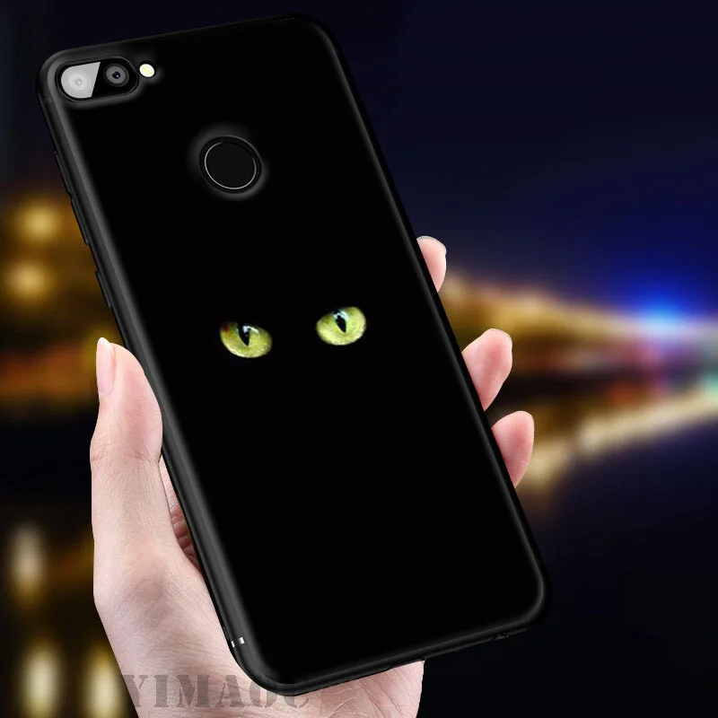 YIMAOC Black Cat Eyes Soft Case for Huawei Honor View 20 10 8X 8 8C 6A 7A 7X 7C Lite Pro Y9 Y7 Y6 Prime 2018 2017 |