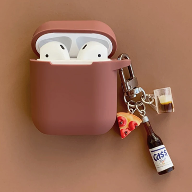 Модный декоративный силикон бутылки вина милый чехол для Apple Airpods 1 2 защитный чехол для наушников коробка сумка аксессуары на кольцо для ключей