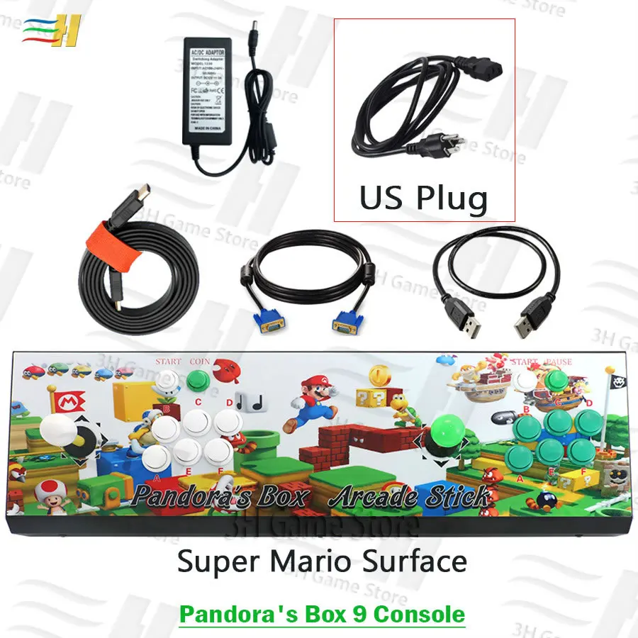 PB9 super mario US Pandora Box 9 1500 В 1 аркадная игровая консоль 2 игрока джойстик кнопки консоль HDMI VGA usb джойстик для ПК ps3 ТВ 5S 6s pacman - Цвет: PB9 super mario US