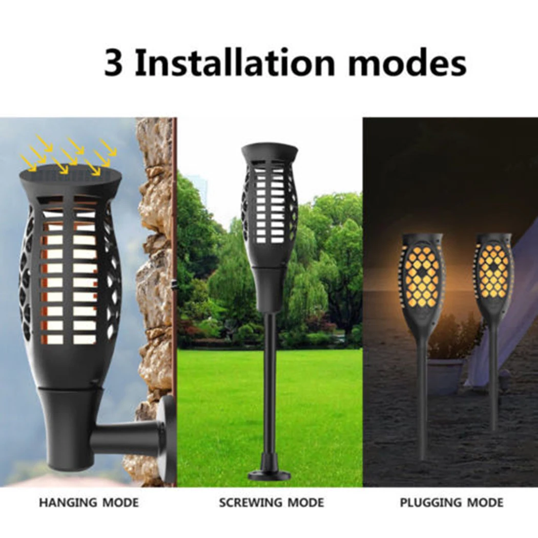 3 Modes Outside square Solar Light Street style Lamp Flame Led Lights Decoration Outdoor Lawn lights 3.7V Working Bulb | Освещение
