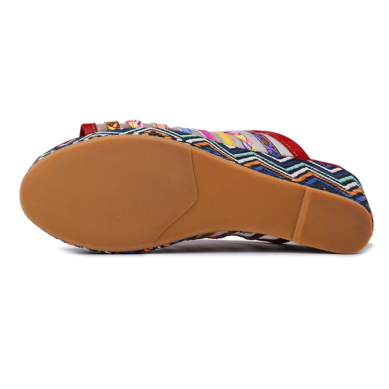 SONDR/красные сандалии на клиновидной платформе Летняя обувь Женские слипоны с