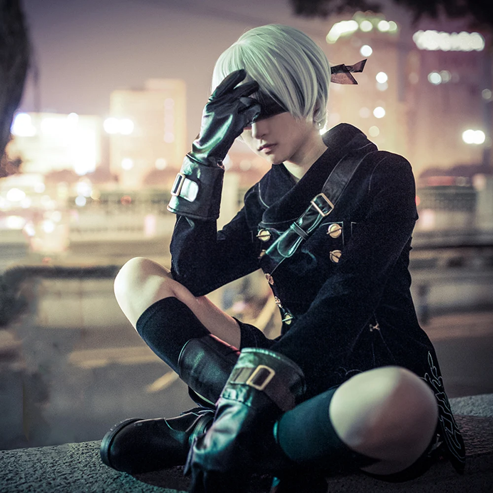 

VEVEFHUANG Hot Games NieR Automata 9S Cosplay Costumes Men Fancy Party Outfits Coat YoRHa No. 9 Type S Full Set for Halloween