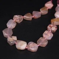 faceted pink sakura agates slab beads15 5strand natural cherry blossom flower onxy stone nugget pendants for jewelry making