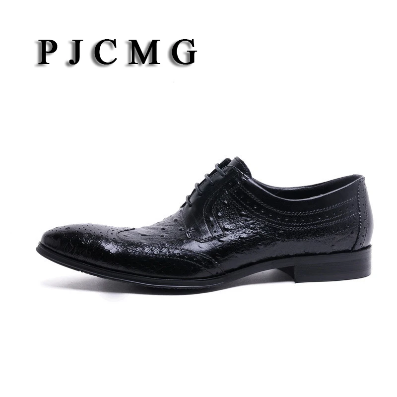 Новинка PJCMG итальянский бренд страусиный стиль модные мужские оксфорды из