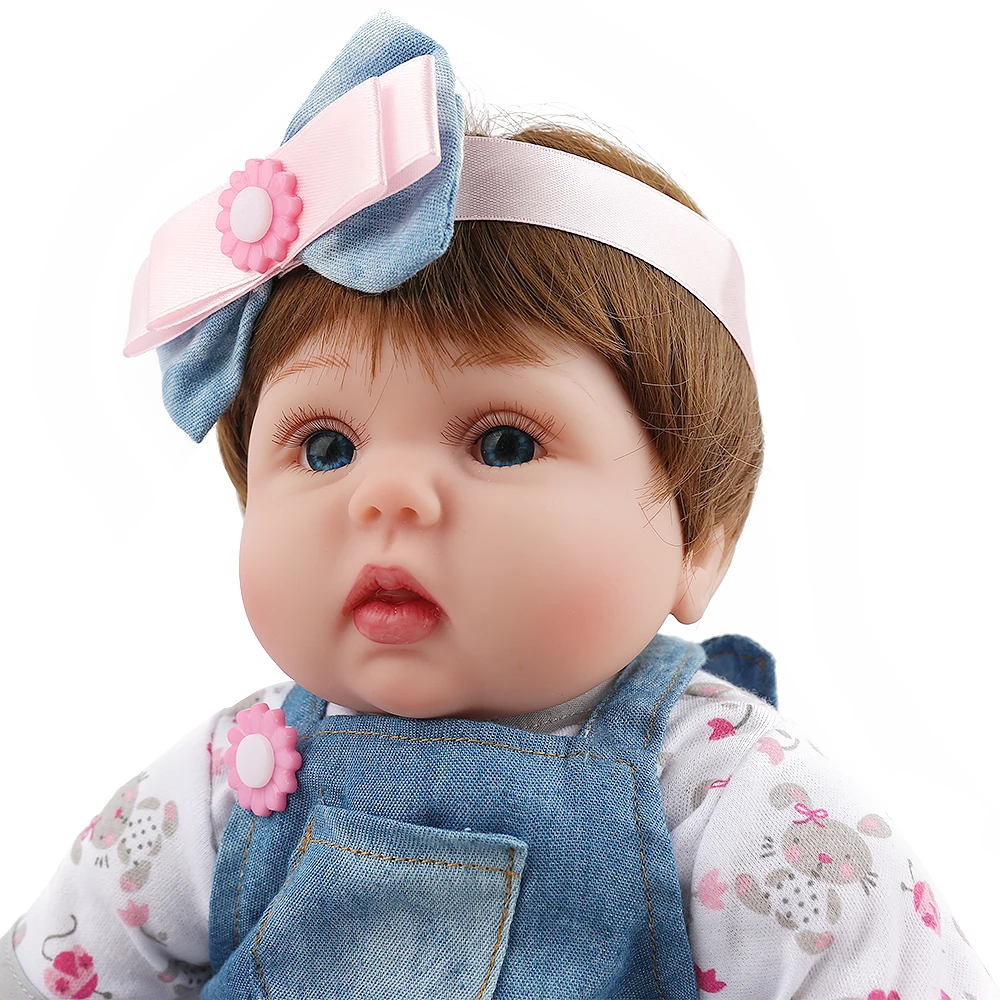 NPKDOLL Reborn Baby Doll силиконовая пухленькая синяя джинсовая юбка 16 дюймов Babe для