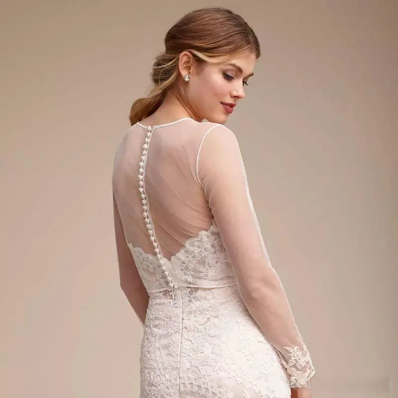 Новинка простое свадебное болеро с длинным рукавом и круглым вырезом