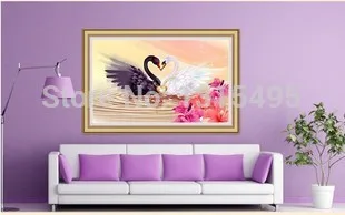 Needlework 50*30cm diamond painting swans pasted full home wall decorative free shipping A017 | Дом и сад