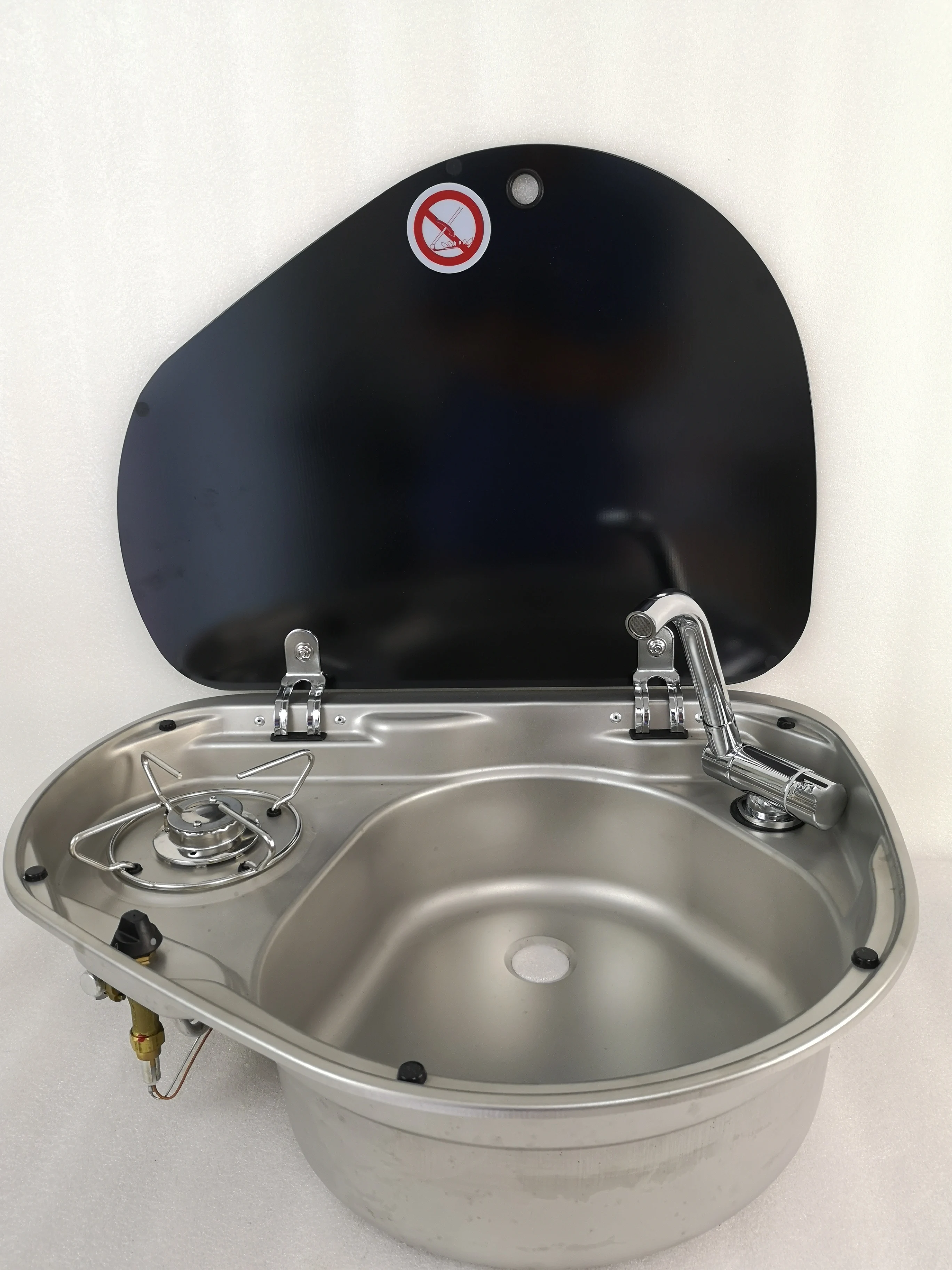 Лодка Караван RV газовая горелка LPG плита и комбинированная раковина с закаленным стеклом Топ 525*425*150 мм GR-600R