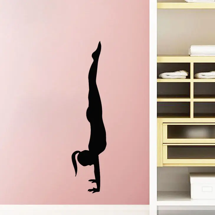 Виниловый фон для Спортивная Наклейка на стену женский Headstand тренажерный зал