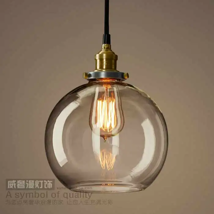 Стеклянный шар пузырь подвесной светильник винтажный медный ламповый патрон