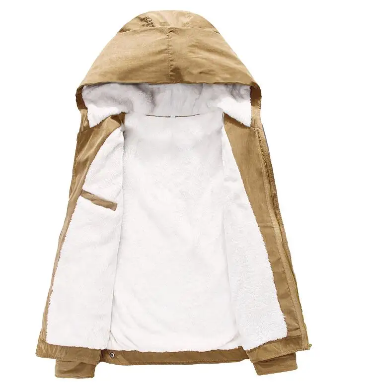 

hot style Men winter thicken warm cotton-padded clothes young fleece hooded jacket Winter Corduroy Jackets Coat Army parkas