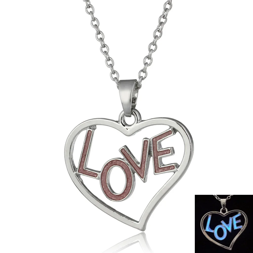Женское ожерелье с подвеской в виде буквы Love|glow in dark necklace|glow darkglow the |