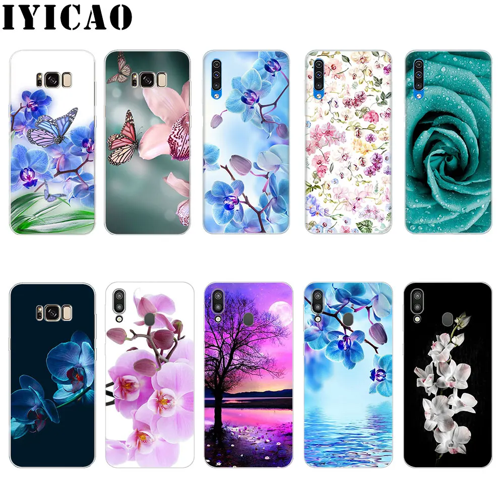 IYICAO цветы орхидеи жесткий чехол для Samsung Galaxy S6 S7 край S8 S9 S10 плюс S10e Note 8 9