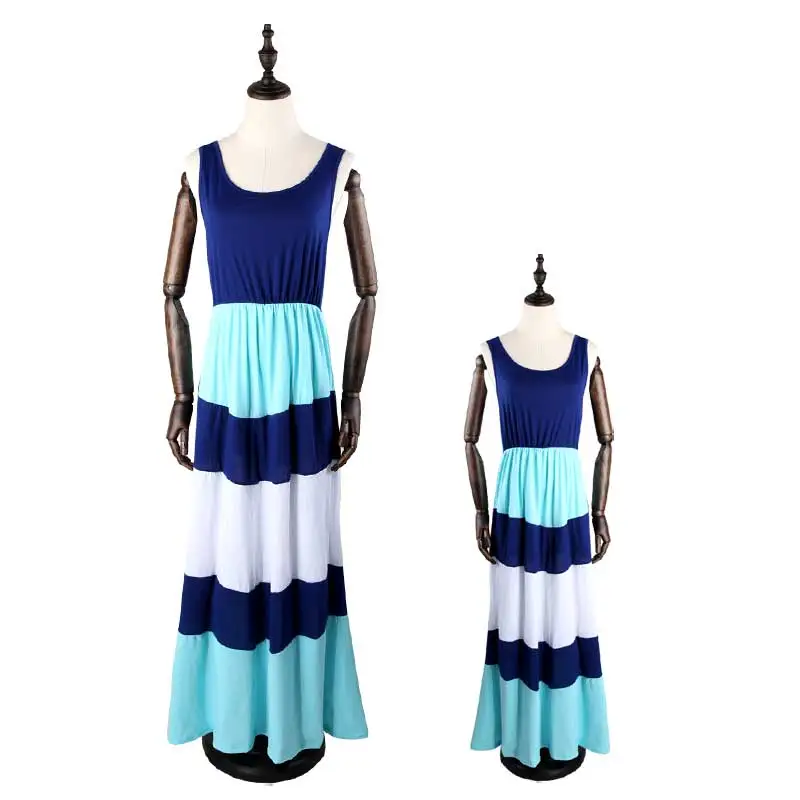 Mommy And Me Family Matching Mother Daughter Dresses Clothes Striped Maternity Dress Pregnant Woman Kids Parent Child Outfit