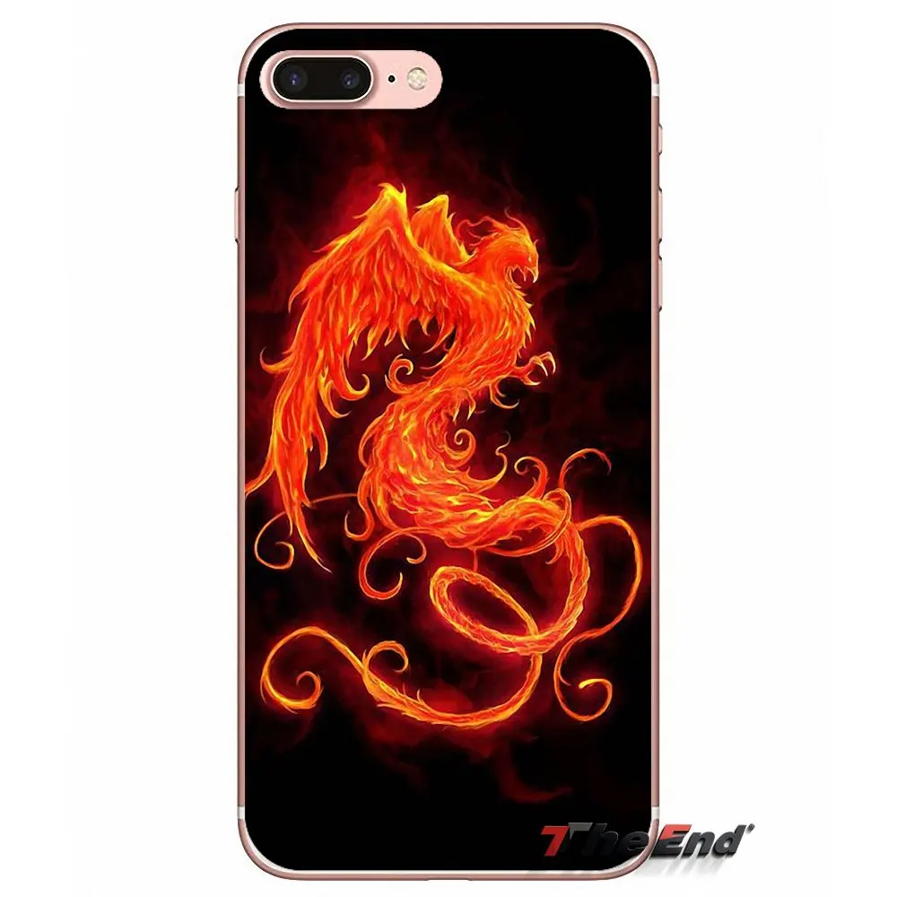 Мягкий чехол для iPhone X 4 4S 5 5S 5C SE 6 6S 7 8 Plus Samsung Galaxy J1 J3 J5 J7 A3 A5 2016 2017 The rising Fire Phoenix bird Art |