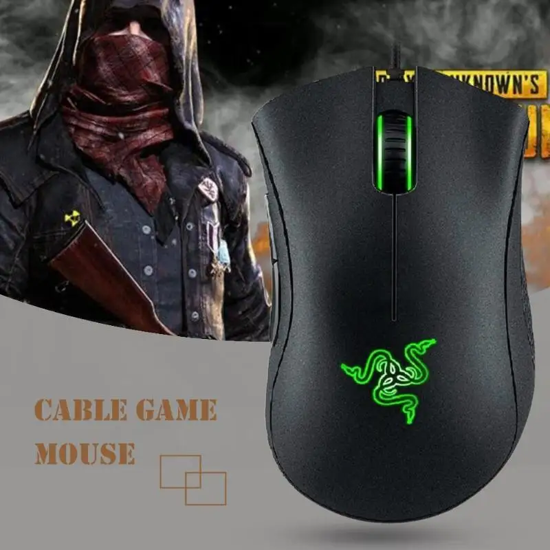Razer DeathAdder Эфирная Проводная игровая мышь USB 5 программируемых кнопок 6400 dpi оптический сенсор эргономичные Мыши для ПК компьютера