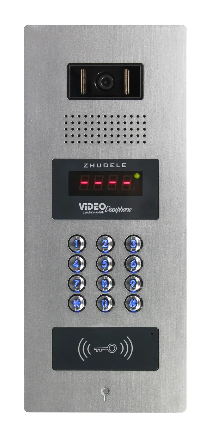 ZHUDELE Top Quality Building Multi-apartment 7&quot TFT Monitor Video Door Phone Intercom System for 6 Homes Password&ampID Card |