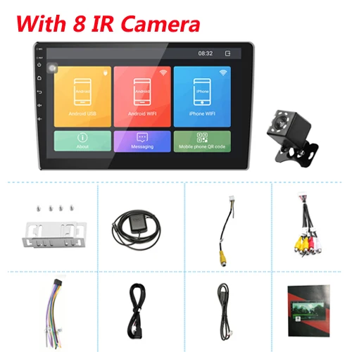 With 8 IR Camera AMPrime 10," Android автомобильный мультимедийный плеер gps Авторадио Bluetooth wifi автомобильный стерео радио MirrorLink 2Din автомобильный аудио радио камера - Цвет: With 8 IR Camera
