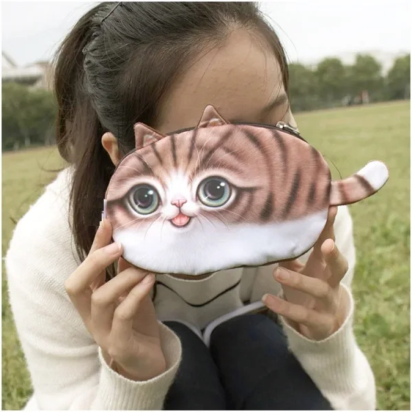 0311C34 Милый 3d животное лицо молния чехол портмоне «кошка» женский кошелек bolsas/Детская сумочка Макияж Багги Сумка bolsa feminina - Цвет: 0311C34