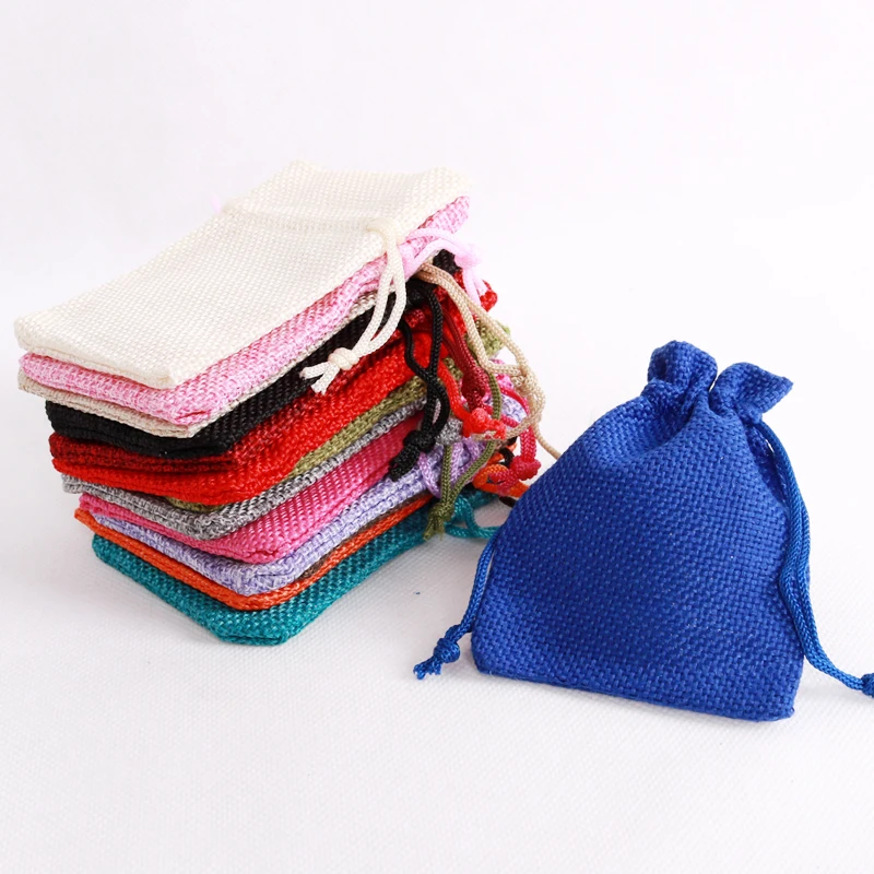 

10pcs/lot Drawstring Jute Bags 10x14cm Jewelry Packaging Bags Pouches Linen Multi Color Storage Bags for Jewelry Candy Gift Bead