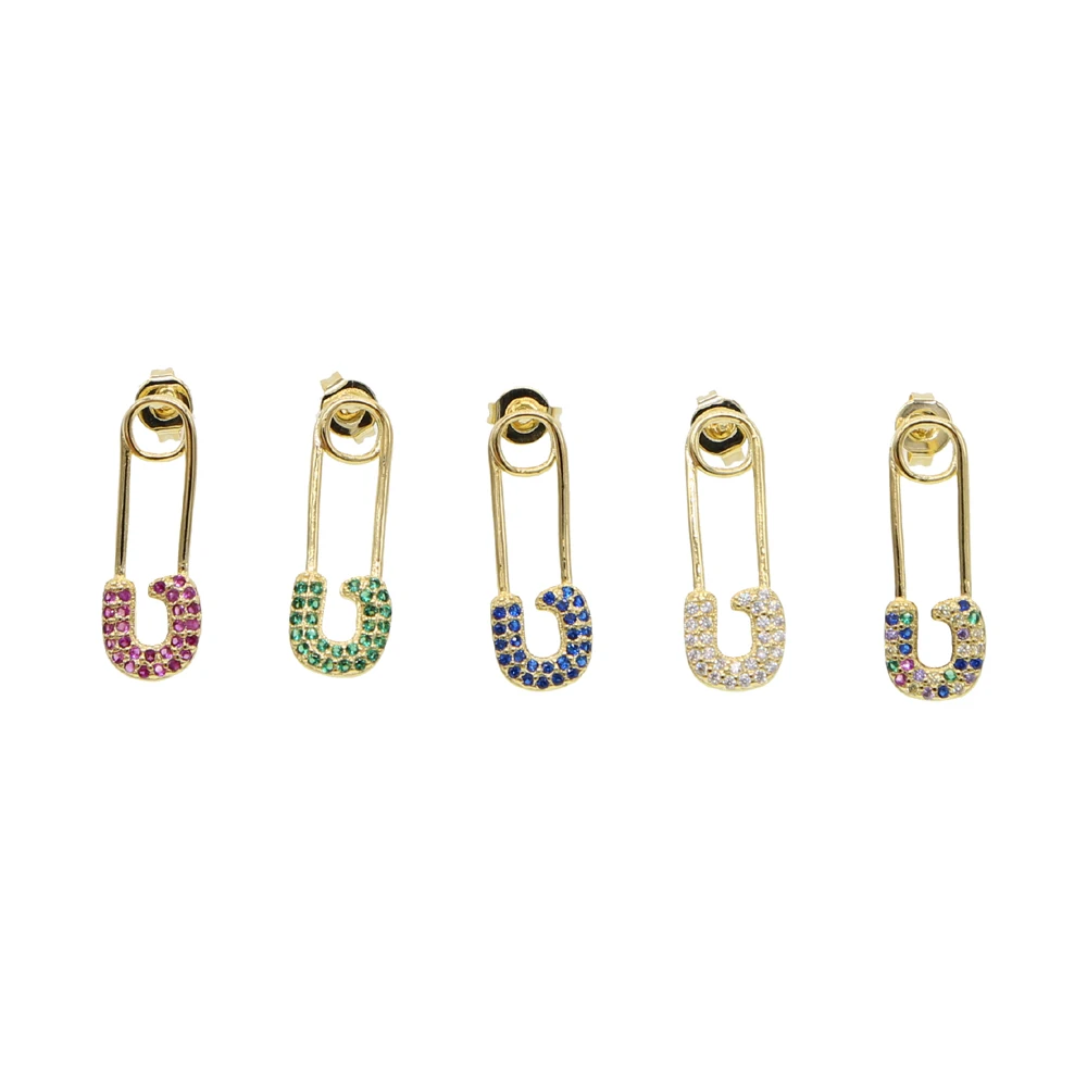 Простая Минималистичная бижутерия для женщин золотые 5 красочных фианитов