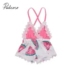 Новинка 2018, брендовая одежда для новорожденных, младенцев, маленьких девочек, кружевная одежда, боди, комбинезон, костюм без рукавов, наряды в виде арбуза