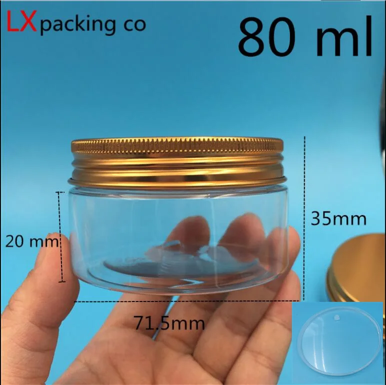 80 ml Inner cover 30 шт. прозрачные пластиковые пустые банки бутылки Роза Золотая алюминиевая Крышечка Прозрачный Крем для специй конфеты контейнер банка - Цвет: 80 ml Inner cover