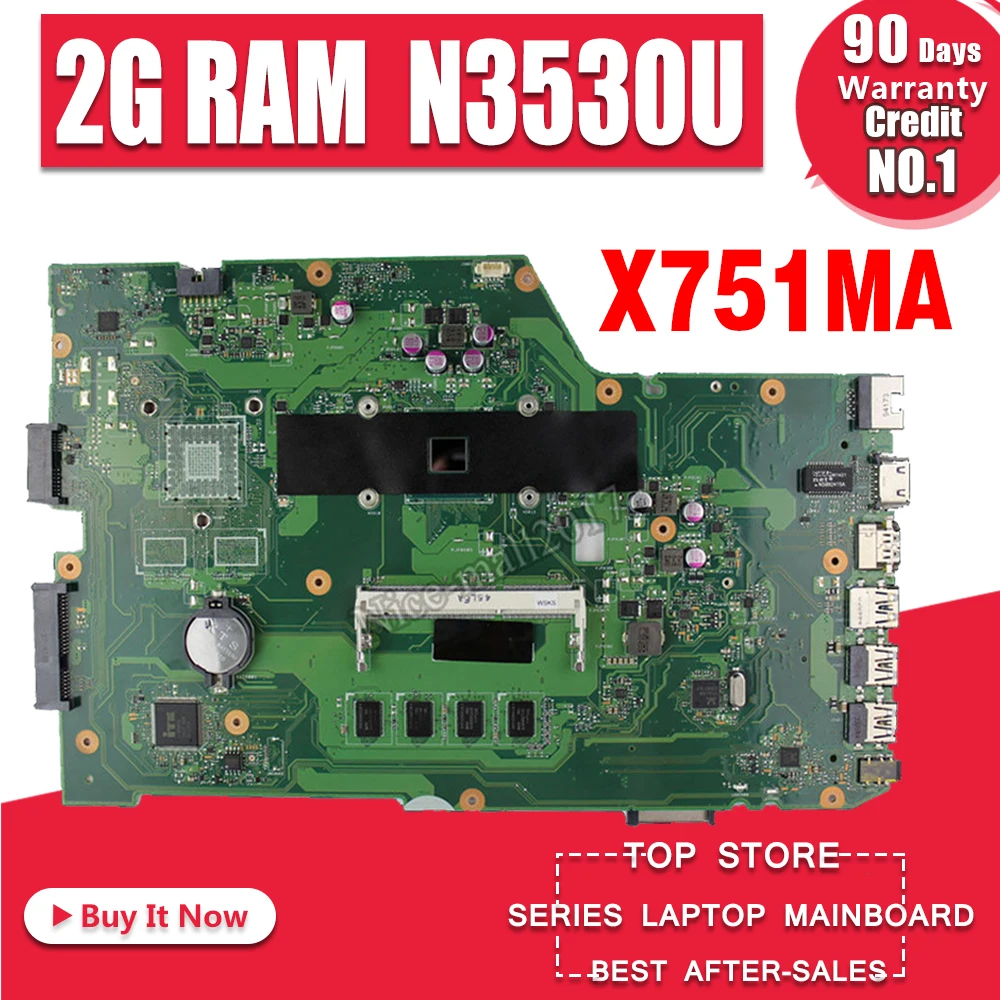 X751MA материнская плата REV2.0 для For Asus K751M K751MA X751MJ X752M X751MD ноутбука тест 100% N3530 4 ядра 2