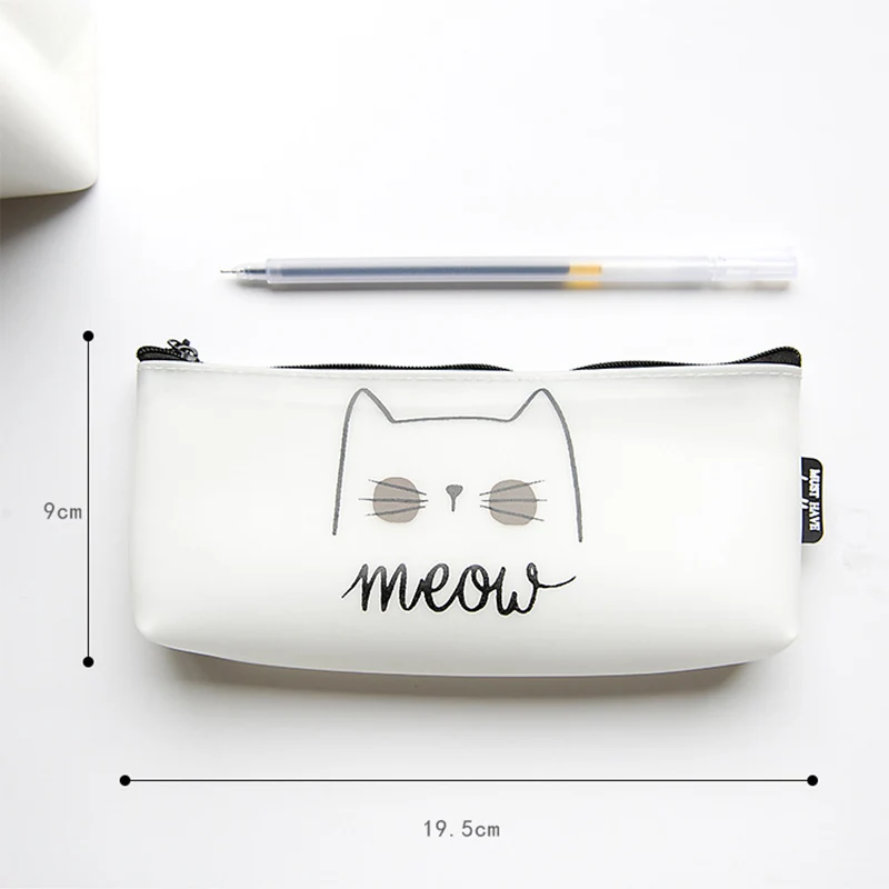 Kawaii силиконовый Карандаш Чехол с милым котом Сумочка для ручек и карандашей