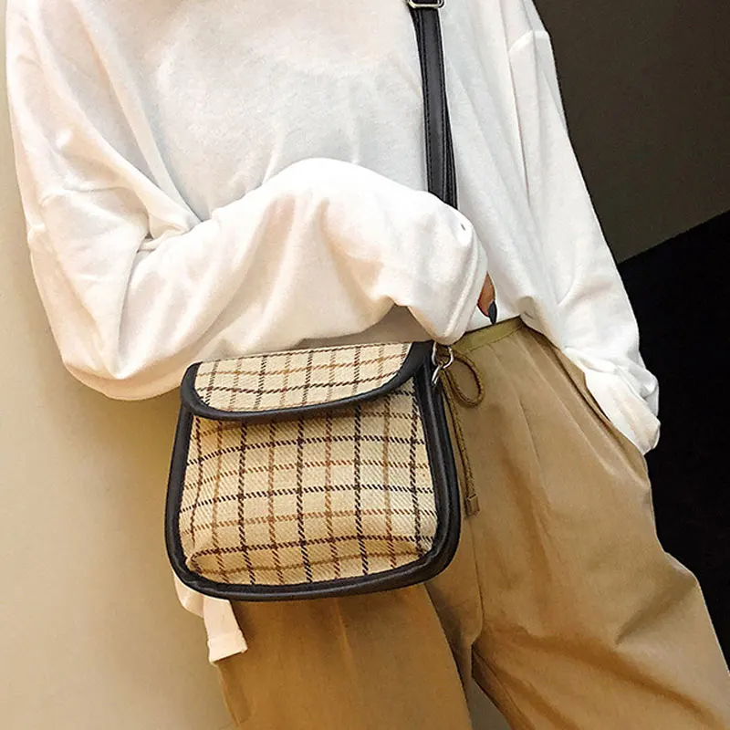 Женская винтажная сумка через плечо клетчатый узор для мобильного телефона 2019 |