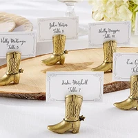 new arrival gold resin cowboy boot place card holder elegant wedding party supplies 100pcslot wholesale free shipping