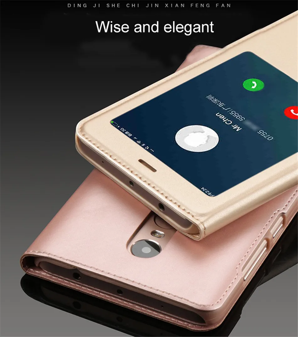 ACCEZZ кошелек флип-чехол для Xiaomi Redmi 4A 4X Note 4 4X Окно просмотра из искусственной кожи чехол тонкий защитный корпус чехлы Smart Funda