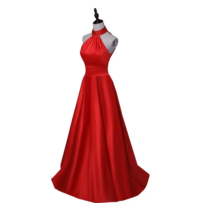 Новое поступление Длинные вечерние платья FADISTEE вышитое бисером с лямкой на шее в