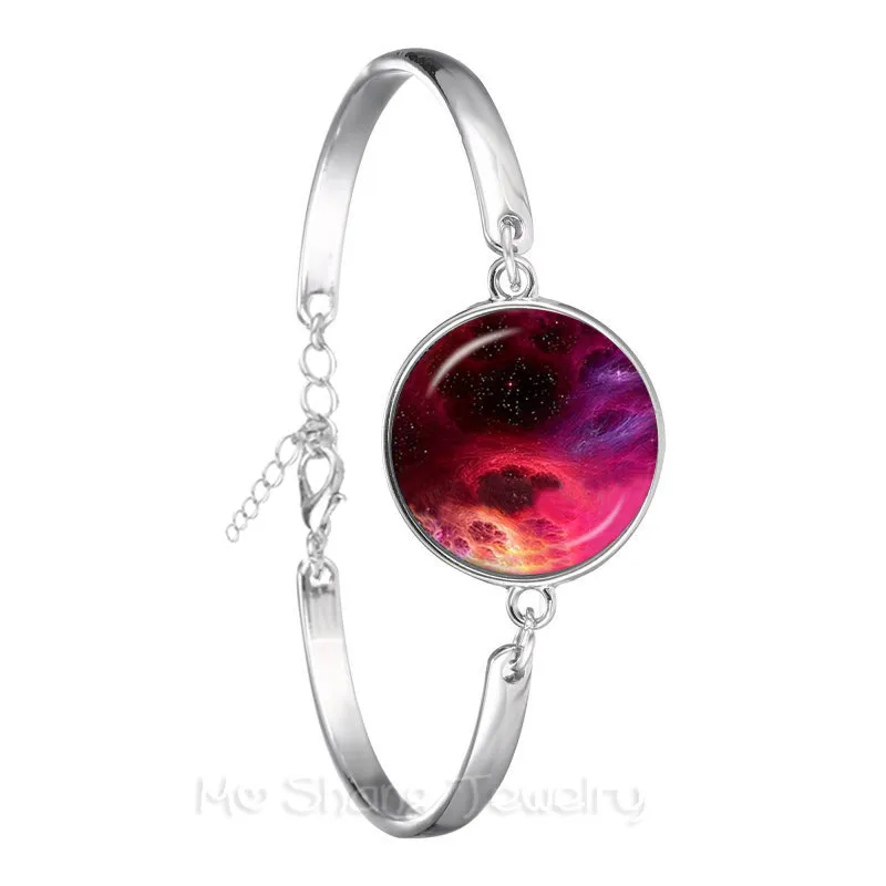 

2018 New Classic Galaxy Bracelet Men Women Universe Outer Space Nebula Charms Silver Plated Bangle Best Gift