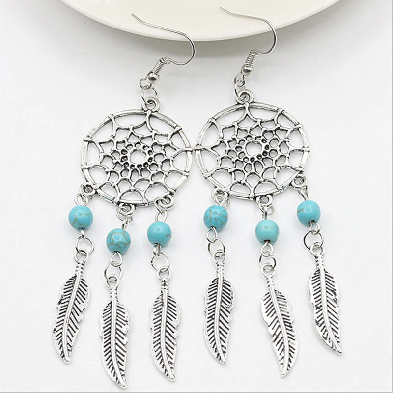 Bohemia Vintage Women Dream Catcher Long Feather Drop Earrings Tassel Bead Tibetan Pendiente Gift | Украшения и аксессуары