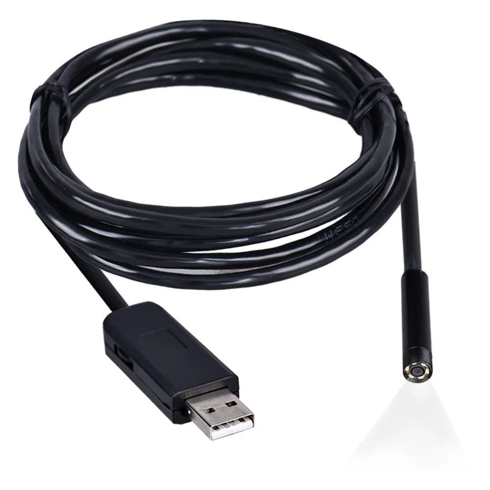 Веб камера 2 м 6 светодиодов USB Водонепроницаемый эндоскоп Бороскоп наблюдения
