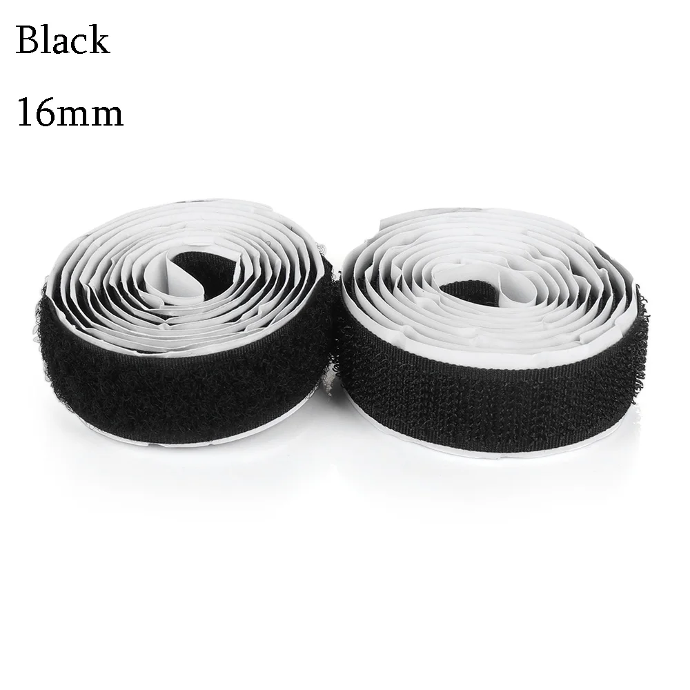 16MM-black 1 метр Прочный Крюк и петля крепежная лента Волшебная нейлоновая наклейка клейкий ремешок петли диски липучка кабельные стяжки гаджет - Цвет: 16MM-black