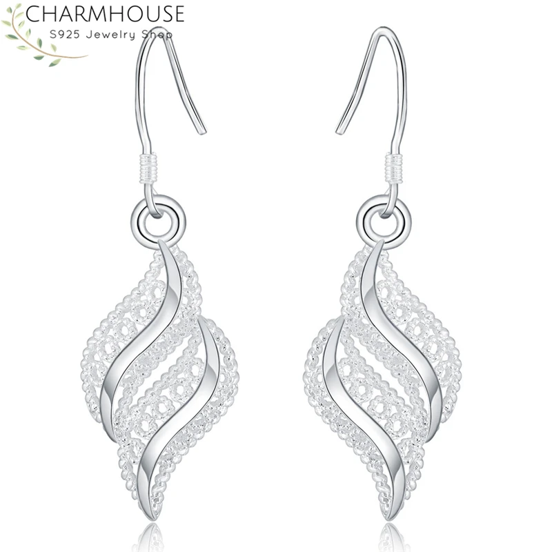 

Charmhouse 925 Silver Earrings for Women Leaf Dangle Earing Brincos Pendientes Fashion Jewelry Accessories Party Gifts