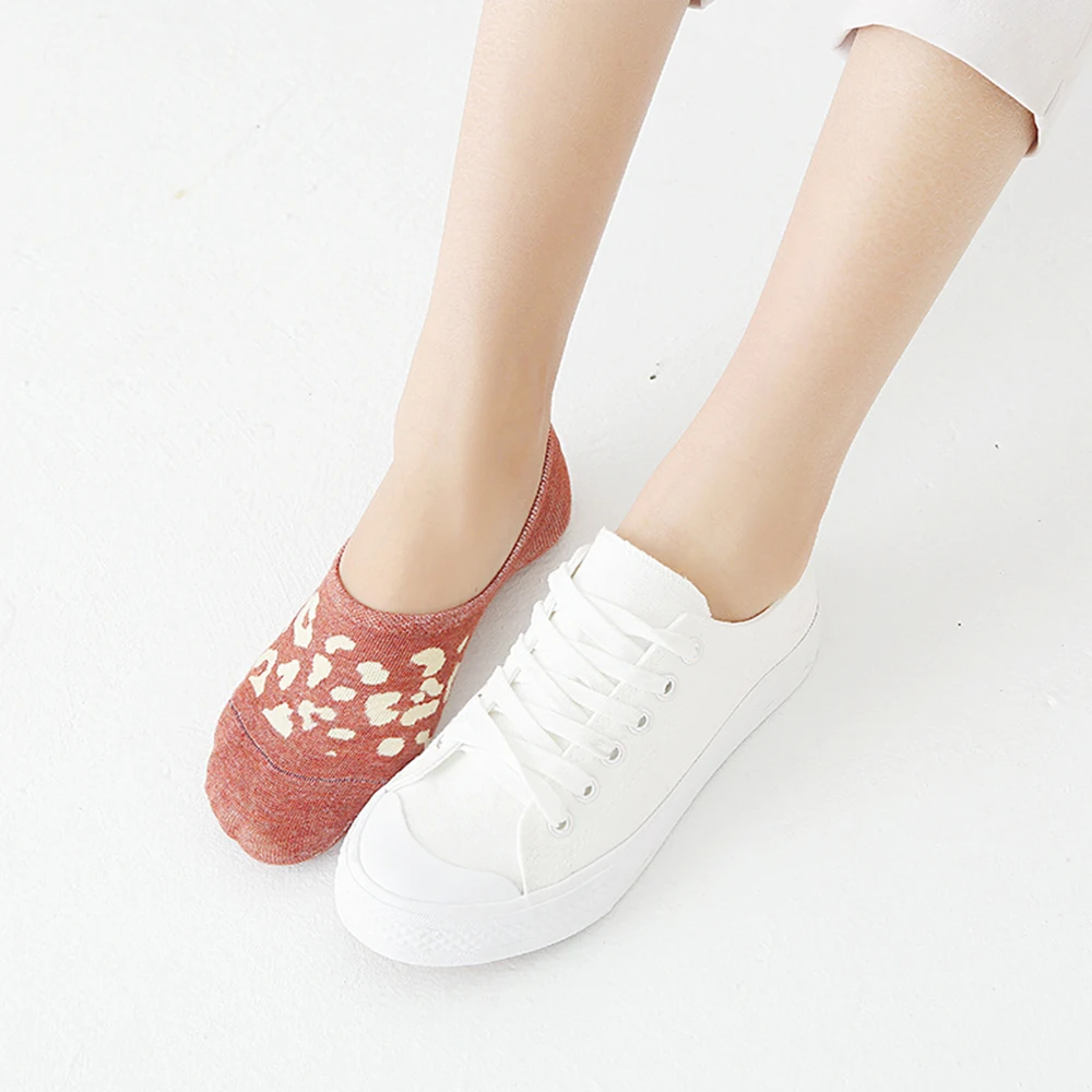 1 пара женские хлопковые носки-башмачки с леопардовым принтом летние милые