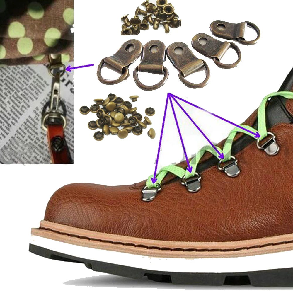 Металлическая заклепка D-образное кольцо Кружева Глаз загрузки DIY ремонтный