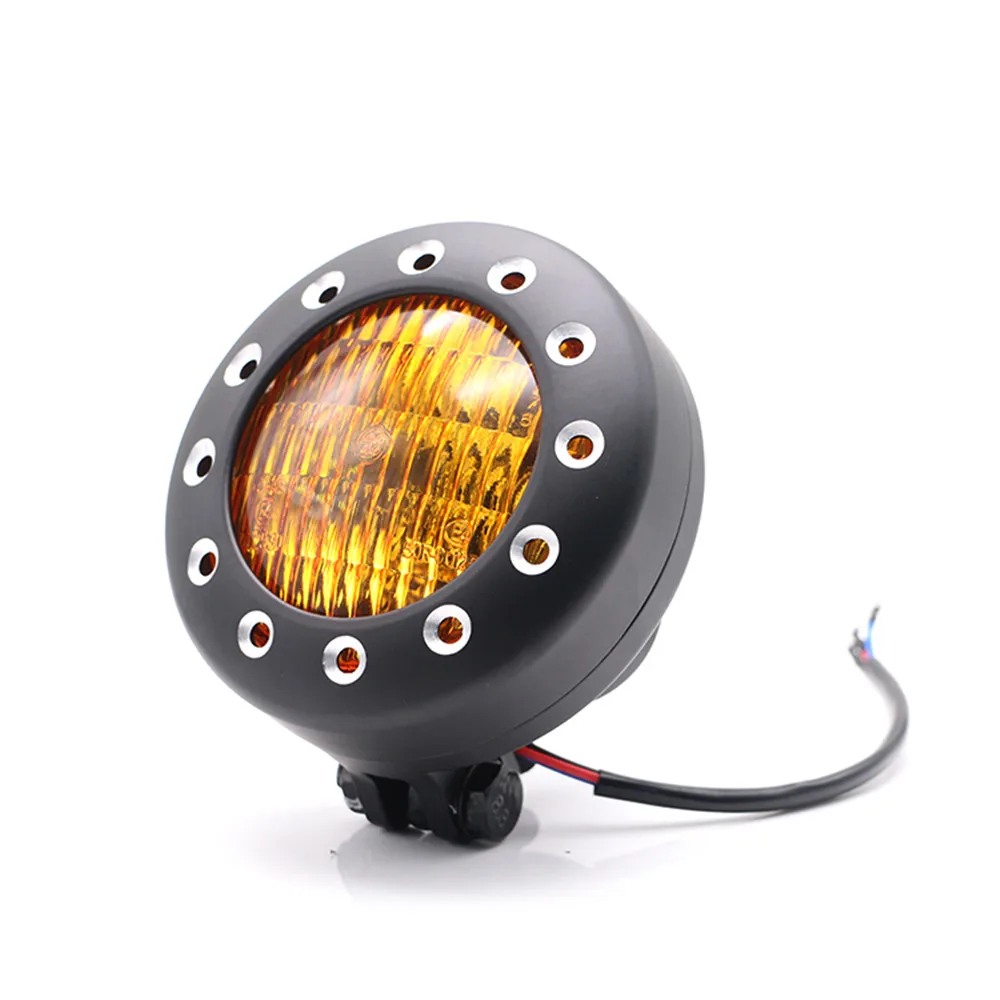 Серебряный/Черный 55 Вт ретро мотоцикл Cafe Racer передняя фара для harley Bobber Chopper Cruiser honda