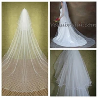cheap sale white ivory beaded rhinestone two layers top sale bridal cathedral veil hair formal wear accessories